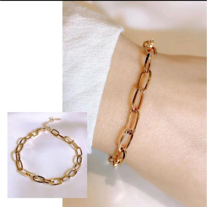 G174 Gelang Tangan Wanita Rantai Polos Simple Elegant Lapis Emas  18 KGP