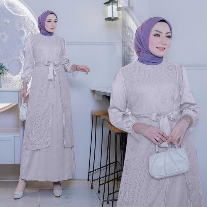 Kayla Maxi Dress Brukat Mewah Gamis Fashion Pesta Kondangan