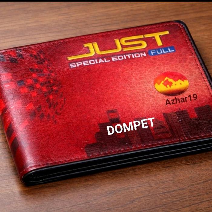 Dompet Pria Terbaru Original Distro Logo JUST FULL Bahan Kulit Warna Merah Bagus Untuk Gaya Hidup An