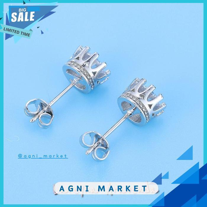 ANTING WANITA KOREA SILVER S925 MOTIF CROWN KRISTAL CRYSTAL AT001 BEST SELLER !!