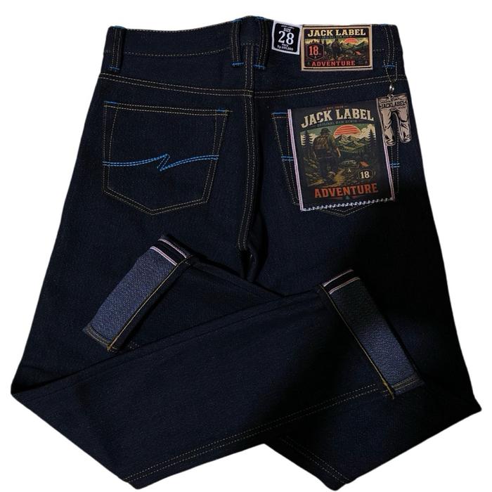 JACK LABEL - Adventure 18 OZ Sanforized Celana Panjang Pria Original Raw Denim Selvedge Accent Deep 
