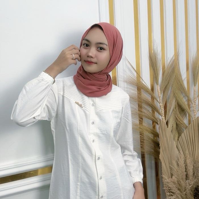 Kemeja Sulis fashion /atasan wanita / kemeja nesel Baju Formal   polo linen Garis Kerah sanghai atas