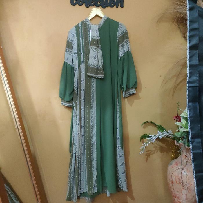 set gamis amyra bahan Ceruti busui wudlu friendly