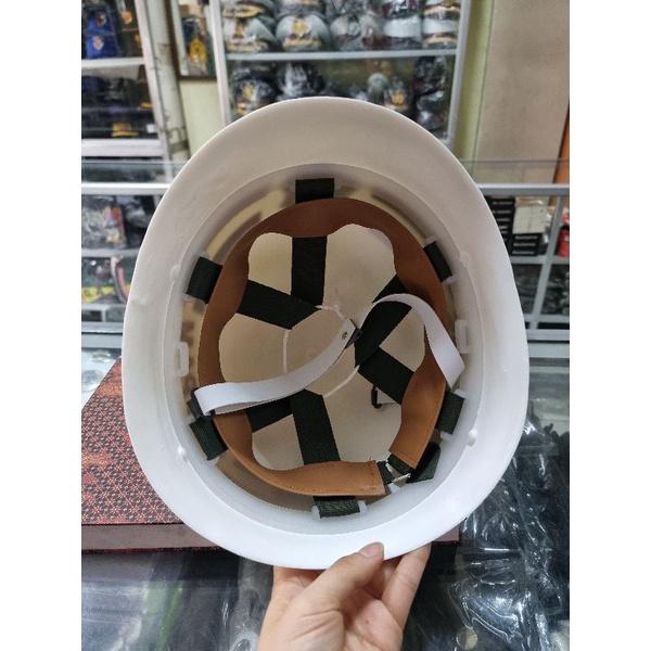 Helm Satpam Terbaru | Helm Lapangan Satpam Putih Lis Biru | Helm Satpam Model Terbaru Murah Bermutu