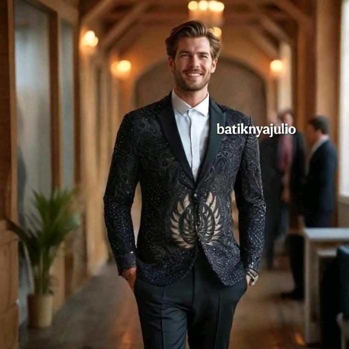 jas batik premium pria blazer batik modern terbaru batiknyajulio limited edition nr 217 bahan katun