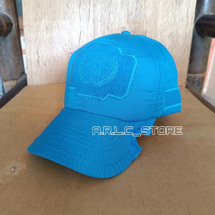 topi coak tactical biru muda un full drill cotton baseball caps velcro bordir Elegan