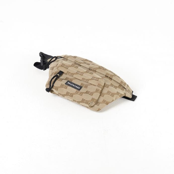 Tas BALENCIAGA BB MONOGRAM JACQUARD BROWN WAIST BAG 100% ORIGINAL