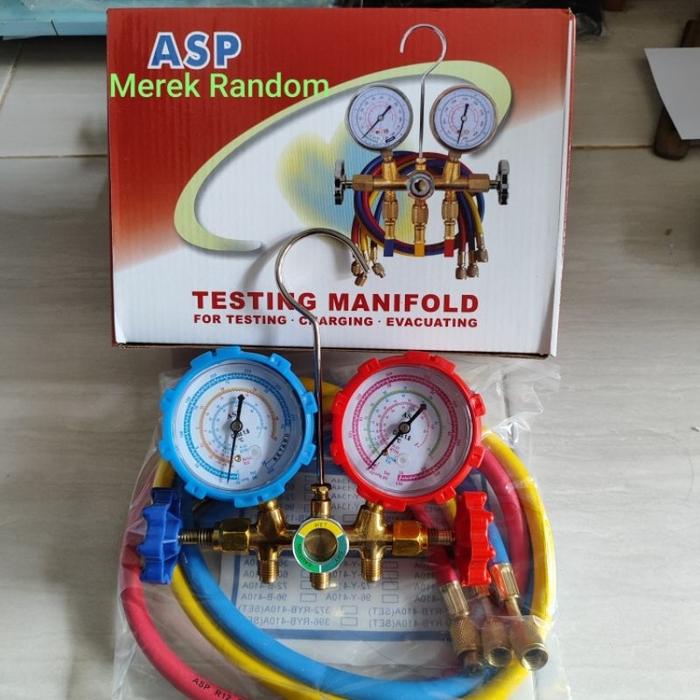Ready Stok Testing Double Manifold Double R22 Pengisian Ac Mobil 220 / 500 / 800 Psi Kualitas Tinggi