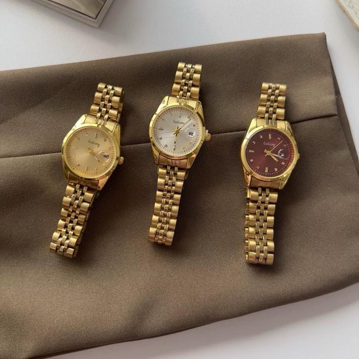 ClassicWatch Jam Tangan Wanita Gogoey Tanggal Rantai Stainless Steel Luxury Desain Elegan dan Mewah