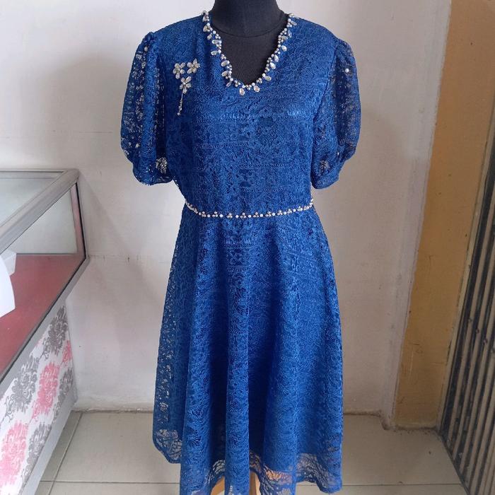 Gaun Biru Dress Wanita Remaja