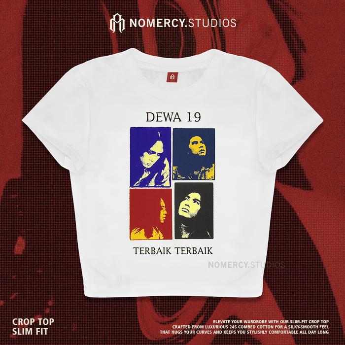 NOMERCY.STUDIOS - CROP TOP DEWA 19 TERBAIK | KAOS BAND METAL MUSIK ROCK | GRUNGE CROPTOP HITAM SKENA