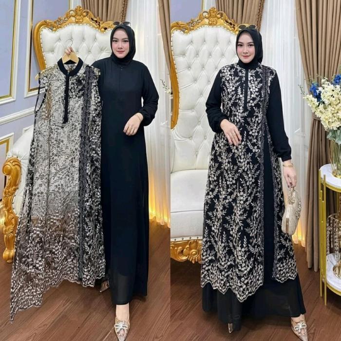 Naila Dress Gamis Dewasa Brokat Gamis Lebaran Trend 2026 Dress Wanita Kondangan Mewah Elegant Gamis 