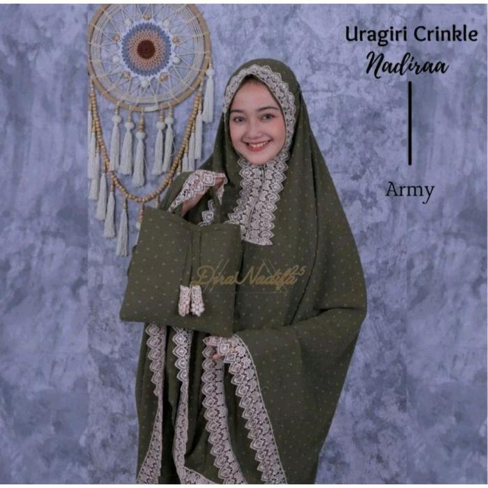 Mukena Rubia Crinkle 2 in1 Airflow URAGIRI || Mukena Rubia Resleting Depan - Katun Muslimah Dewasa C