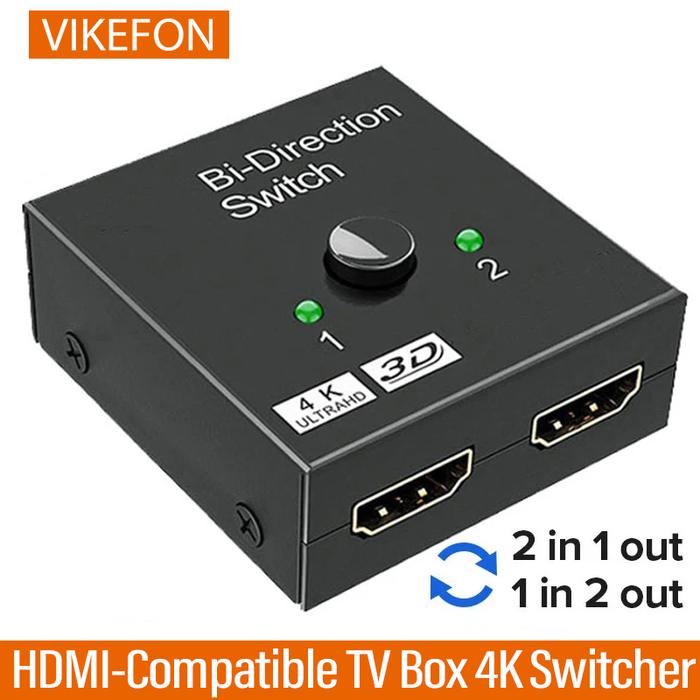 VIKEFON HDMI-Compatible Switch Bi-Direction 2.0 Splitter 1x2/2x1 Adapter 2 in 1 out Converter for PS