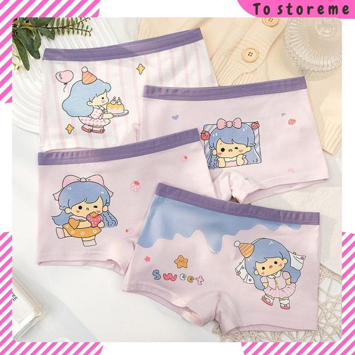 Tostoreme.id BX1993 Pakaian Dalam Anak Perempuan Celana Boxer Katun Murni Gadis Kecil Bayi Anak Mene
