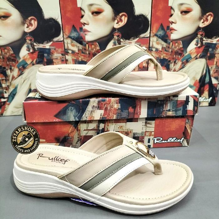 Rullief FBJ 776 Sandal Jepit Wedges Wanita Sandal Fashion Simple Elegant Berkualitas Original