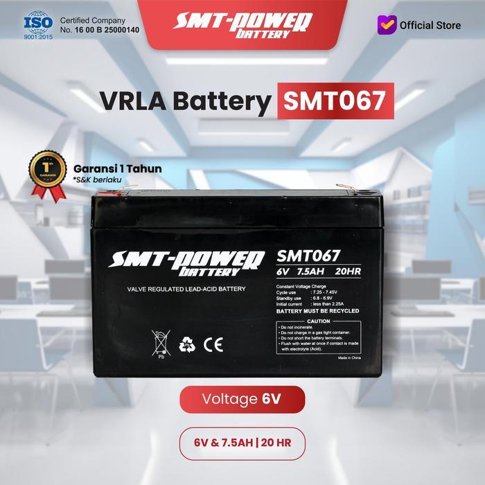 BATTERY MAINAN MOTOR DAN MOBIL ANAK PLIKO DLL SMT 6V 7AH SMT067 SMT 6V 7.5AH ORIGINAL 6v 7,5ah