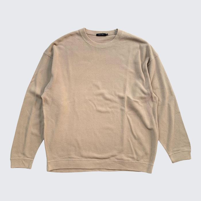 Brown Brown Broken Cream Niko And ... Japan Fabric Fits Oversize Waffle Knit Sweater - Unisex - L