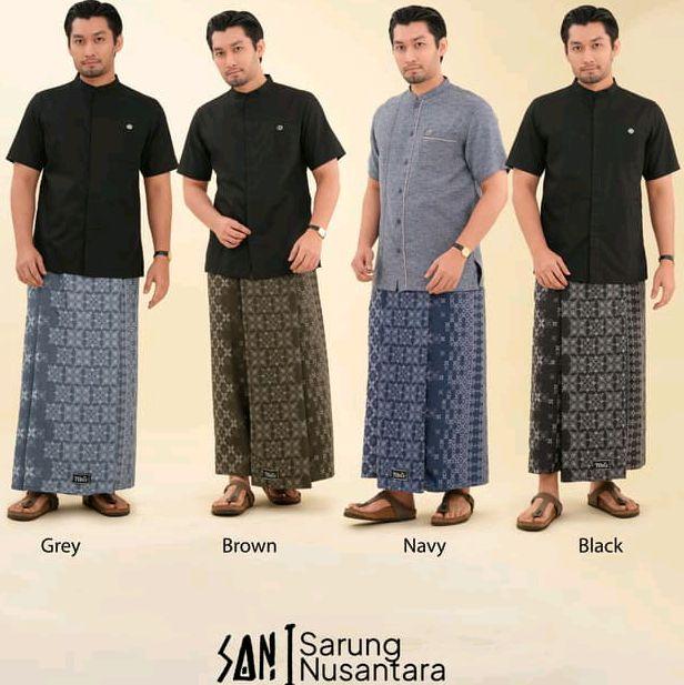 Nibras SAN 001 Warna Black Hitam Grey Abu Tua Navy Biru Dongker Brown Coklat Sarung Sholat Lebaran S