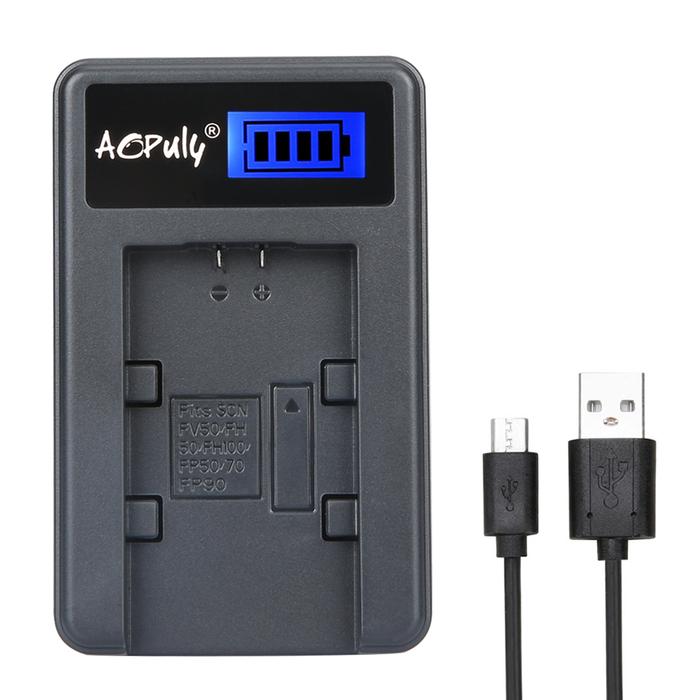 NP-FV50 NPFV50 USB Camera Battery Charger with LED Screen for Sony