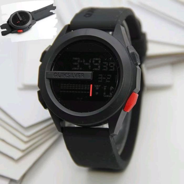 Quiksilver Jam Tangan Digital Elegan Hitam & Merah Cocok untuk Penggunaan Indoor Outdoor dengan Desa