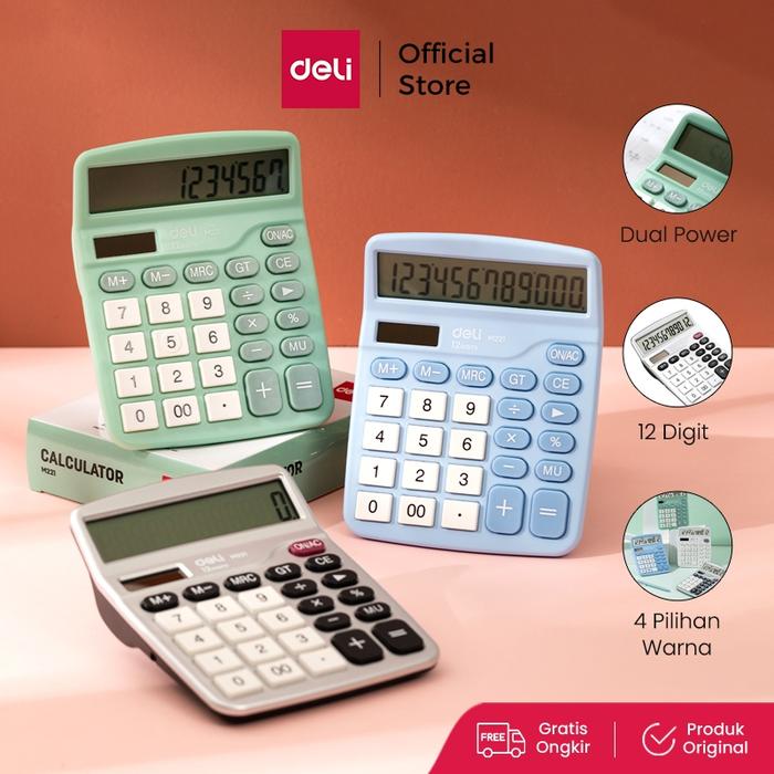 Deli Kalkulator Meja / Desktop Calculator Layar 12 Digit Warna Lucu EM221