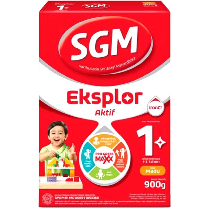 SGM Susu Eksplor 1+ Madu 900 gram Formula untuk Anak Usia 1-3 Tahun dengan IronC untuk Pertumbuhan d