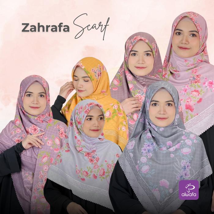 Alwafa Hijab Zahrafa Scarf Printing Motif Bunga Peoni