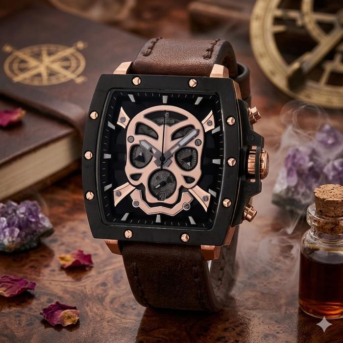 Expedition rs gold skull jam tangan pria chronograph