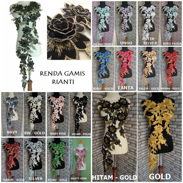 "G Rianti "Renda Bordir Gamis  Bunga Tempel 3D Kualitas Terbaik
