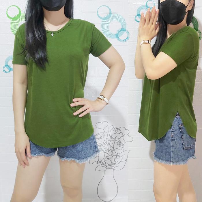 kaos wanita oval polos lengan pendek/atasan wanita oval polos