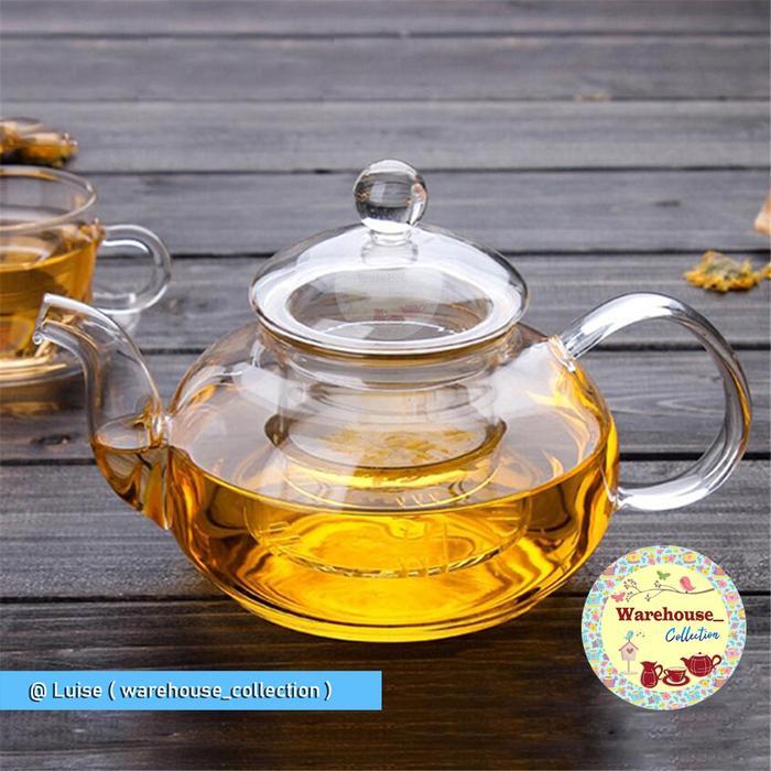 TEAPOT/TEKO KACA TAHAN PANAS /TEAPOT GLASS DENGAN PENYARING INFUSER 500 ML