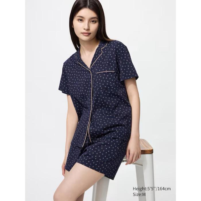 UNIQLO AIRism Katun Piyama Lengan Pendek Set / Seersucker Pajamas Short Original (Best Quality)