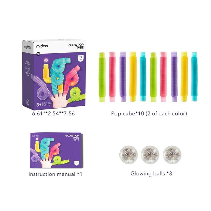 Mideer - Glow Pop Fidget Tubes - 13pcs