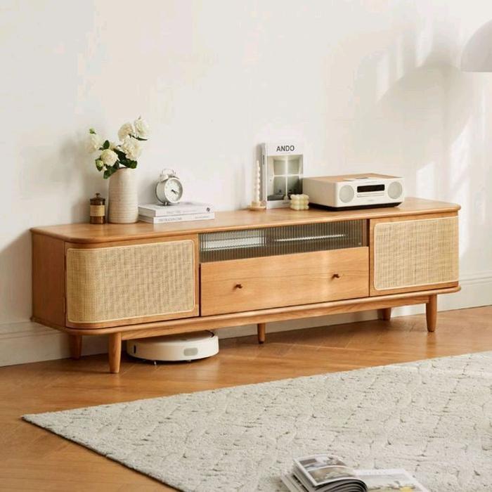 Bufet TV Rotan Retro Modern Jati Jepara dengan Desain Elegan dan Fungsional