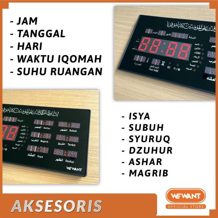 Wewant Jam Dinding Jadwal Sholat Led Suara Adzan Masjid Otomatis Digital