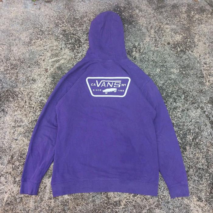 Over size / Big size Vans Jaket Hoodie Ungu dengan Logo CA NY Since 1966 untuk Pria dan Wanita