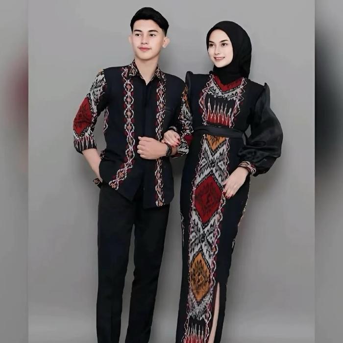 [ IFRA.CLTN ] BAJU COUPLE KONDANGAN BAJU TENUN - PADMA BLACK MIX - Dress Kemeja Pasangan Etnik Baju 
