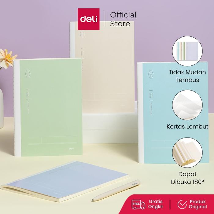 ( PROMO ) Deli Notebook / Buku Tulis Jahit/ Buku Spiral A5/B5 40/60 Halaman