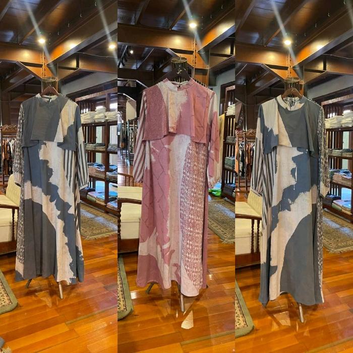 New dress jumputan dian pelangi ceruti abstrak