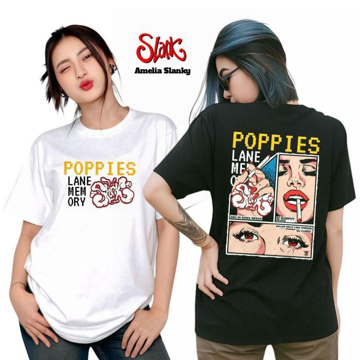 [COD] Kaos Hitam Putih Reguler Fit Kualitas Premium AntiKAOS SLANK ORIGINAL - SLANK POPPIES LANE MEM