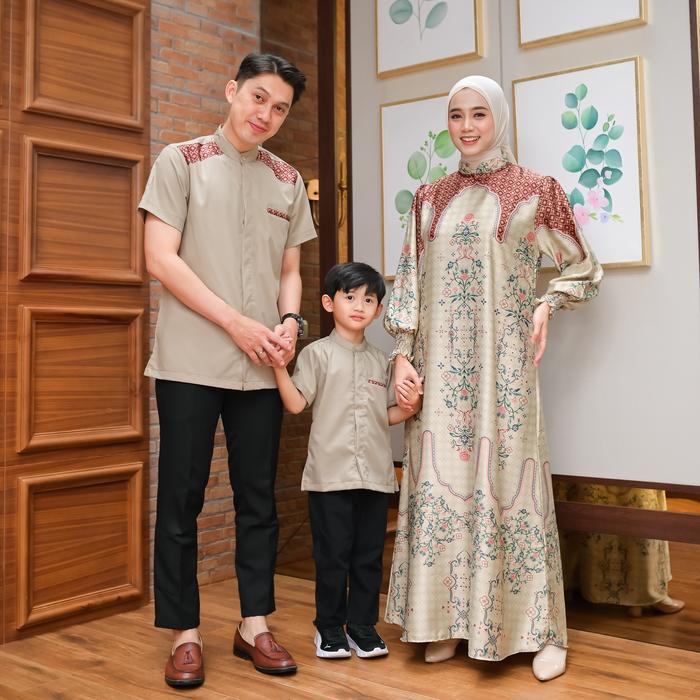 Pamungkas Collection Sarimbit Adiva & Adnan Gamis Bahan Mirabela Silk Kemeja Bahan Toyobo Sarimbit 2