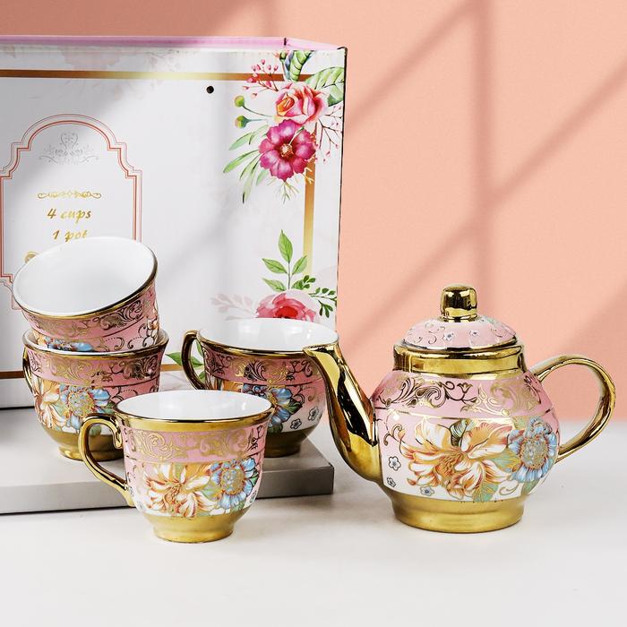 Cangkir Teko Pot Set Keramik 6in1 Hampers Souvenir Mewah Gelas Teh SUNFILI Cangkir Teko Keramik Set