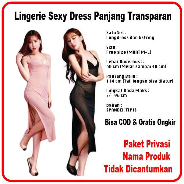 Ready Siap Kirim!! Lingerie Sexy Premium Gaun Malam Transparan Wanita Bahan Melar Dress Panjang Tidu