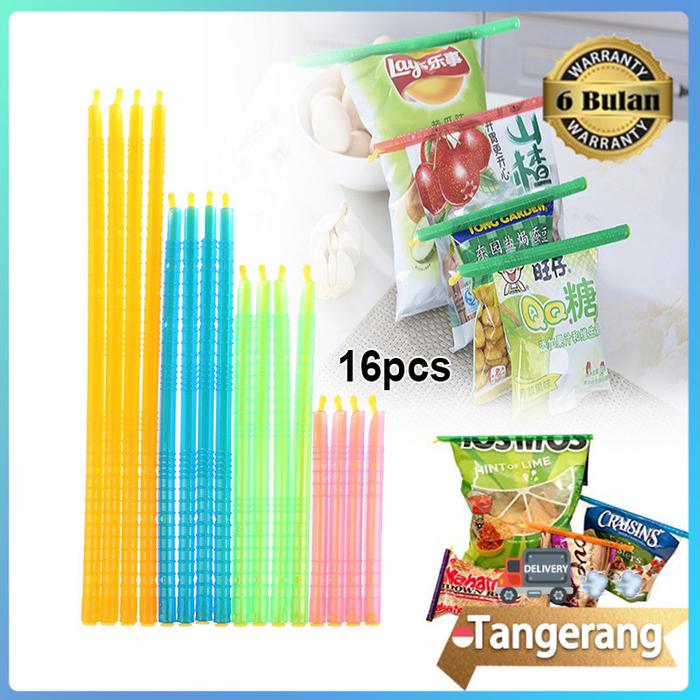 16pcs Penjepit Kantong Plastik Snack Seal Stick Stik Clip 12-28,5 cm