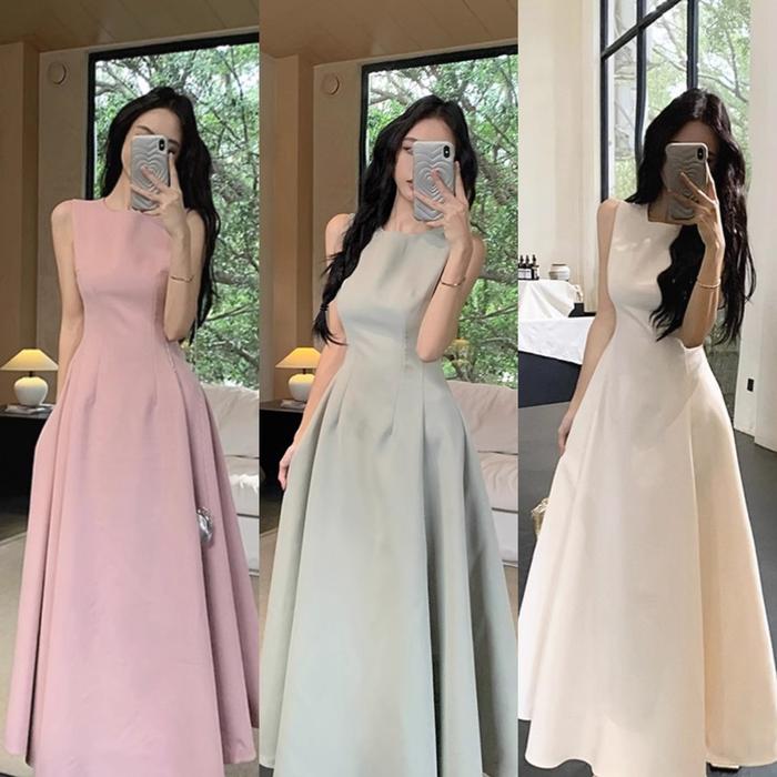 99012 Rok panjang retro Prancis wanita musim panas desain pinggang baru rasa saudara perempuan keraj