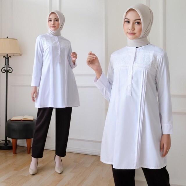 New tunik putih muslim atasan tunik baju tunik putih atasan tunik putih wa