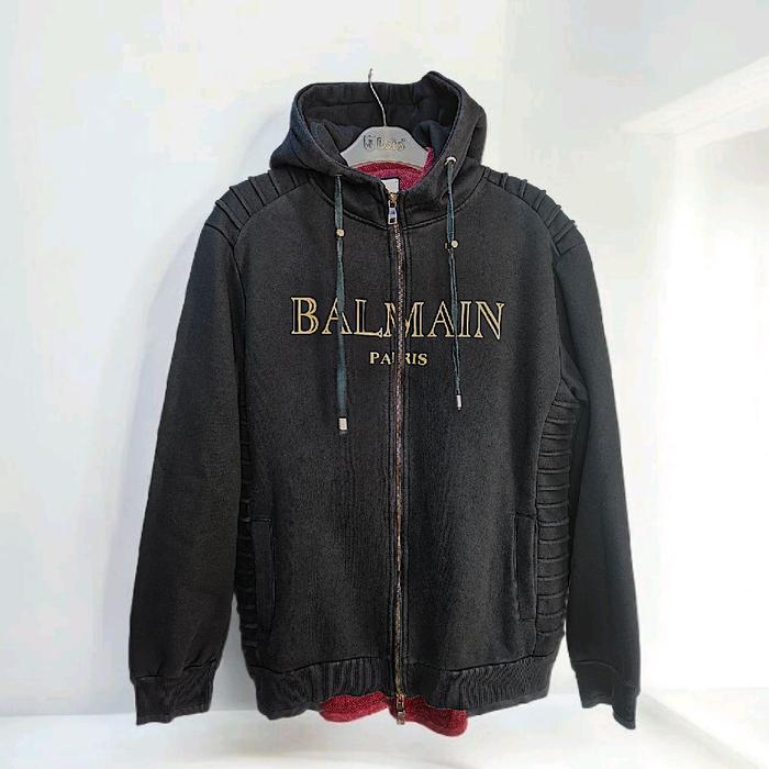 BALMAIN PARIS Lembut Nyaman Hoodie Zipper Hitam