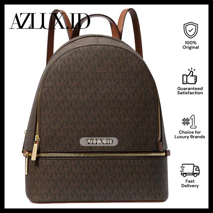 AZLUX MK Rhea Medium Signature Logo Backpack Brown