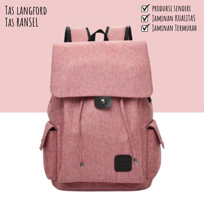 PREMIUM (READY) terjamin TAS LANGFORD Original Ransel Cewek Waterproof Bahan Toscano tebal terlaris
